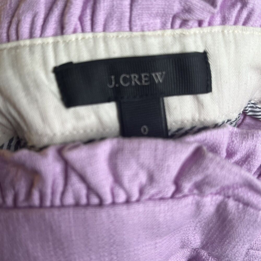 J Crew Women's Flat Front High Rise Ruffle Dress Short Purple Size 0 - Picture 3 of 4